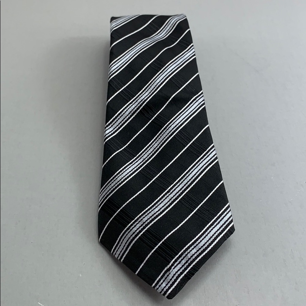 Rosso Bianco Black / Silver Striped Tie 3 1/2" x 61"